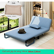 GHE80CM.1 sofa giường gấp gọn 120cm tặng kèm 2 gối 2 màu xanh và ghi- Ghế