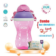 Bình nước có dây đeo Pur 390ml - Tặng gói khăn ướt 80 tờ