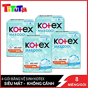 Combo 4 Băng Vệ Sinh Siêu Mỏng Không Cánh 23cm 8 Miếng Kotex MaxCool Mặt