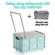 Thùng đựng chống nước 55L có bánh xe kéo xếp gọn Pull&Fold + Tặng kèm túi