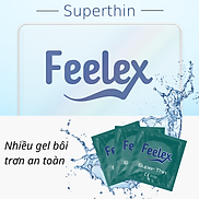 Bao cao su gia đình Feelex Superthin mỏng nhiều gel hương dâu - Hộp 30bcs