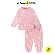 Bộ quần áo thun cotton dài tay 4LOVA hoạt hình cho bé trai và gái thu đông