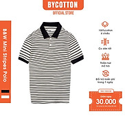 Áo Thun Polo Nam Cổ Bẻ Sọc Trắng Đen BY COTTON B & W Mini Stripes Polo