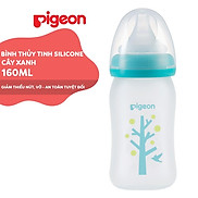 Bình Sữa Thủy Tinh Silicon Pigeon 160ml - Cây xanh SS - Cho Bé 0 Tháng +