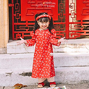 Áo Dài Tết Cách Tân Cho Bé Gái Hoạ Tiết Hoa Nhí- Áo Dài Xuân - AD004