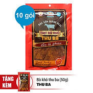 Combo 10 Gói Bò Khô Thu Ba 100g - Tặng 1 Gói Bò Khô Thu Ba 50g