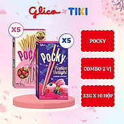 Combo 10 Hộp Bánh Que Glico Pocky 5 Dâu & 5 Festive Delight