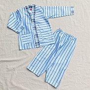Pyjamas bé rtrai sọc xanh viền nẹp