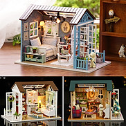 Mô hình nhà DIY Doll House American Retro Style Kèm Đèn LED và MICA chống