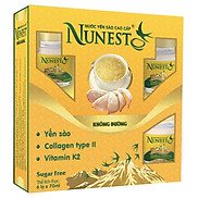 Hộp yến sào cao cấp collagen vitamin K2 không đường Nunest 6 lọ x 70ml