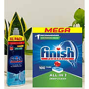 Combo Dầu làm bóng finish 750ml+Viên rửa bát Finish All in one 100v dùng