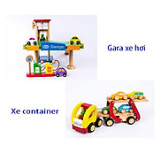 Combo đồ chơi mô hình gara ô tô và xe container