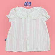 Áo Sơ mi Ngắn tay bé gái họa tiết Hoa Cánh bướm trắng cotton dệt