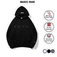 Áo hoodie nam nữ BASIC MAN form rộng vải nỉ có mũ chùm đầu 2 lớp