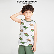 Bộ sát nách bé trai Bigfox Miss Meow mùa hè size đại vải cotton kiểu ba lỗ