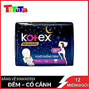 Băng Vệ Sinh Có Cánh 28cm Kotex Siêu Ban Đêm 9 Giờ Chống Tràn 12 miếng