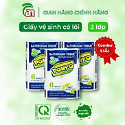 Combo 5 lốc giấy vệ sinh cao cấp mềm mịn có lõi PONYO premium 3 lớp 6 cuộn