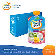 Thùng 12 Gói Trái cây nghiền vị táo, xoài cùng sữa chua Fruto Nyanya 90g