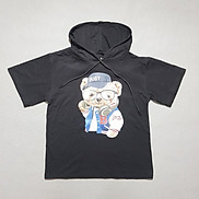 Áo thun cotton 100% mềm mát kiểu hoddie nón gấu cute be trai và gái tuổi