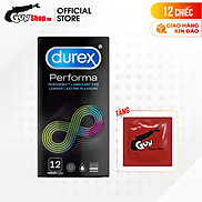 Hộp 12 cái Bao cao su Durex Performa - Kéo dài thời gian kèm 1 chiếc bao