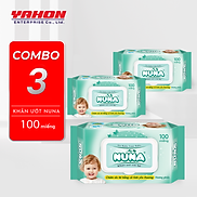 Combo 3 Bao Khăn Ướt Em Bé NUNA Hương Phấn 100 Miếng Bao