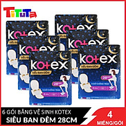 COMBO 6 gói băng vệ sinh Kotex Siêu ban đêm 28cm 4 miếngX6