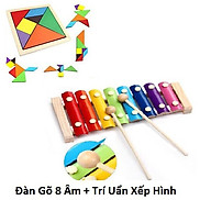 COMBO 2 Món Đồ Chơi Gỗ Phát Triển Tư Duy Đàn Gõ 8 Âm Thanh, Kèn Acmonica