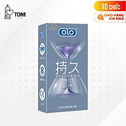 Hộp 10 cái Bao cao su OLO 0.01 Đồng Hồ Xanh - Kéo dài thời gian, hương vani