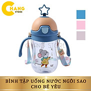 Bình Tập Uống Nước Chống Sặc Cho Bé Hình Tai Thỏ Ngôi Sao 280 Ml Có Tay Cầm