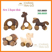 Set 5 Thú  Hươu, Voi, Ngựa, Gà, Vịt Đồ Chơi Gỗ Cho Bé Chàng Trai Gỗ