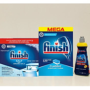 Combo Viên rửa bát Finish Classic 120 viên + Muối Finish 4kg + Nước làm