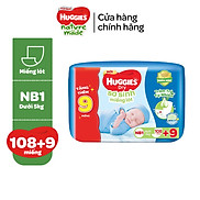 Tặng kèm miếng Miếng lót Sơ Sinh Huggies Tràm Trà NB1 64 miếng và 108 miếng