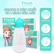 Combo Bình Rửa Mũi Cho Trẻ FLUSH Chính Hãng Gồm 1 Bình Và 60 Gói Muối Tinh