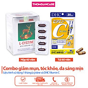 Combo trắng da Lcystine, DHC Vitamin C giúp đẹp da, giảm rụng tóc