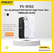 Sạc dự phòng PISEN QUICK High Power Box 10000mAh, 22.5W OWNkèm chân cắm