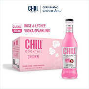 Thùng 24 chai Chill Cocktail vị Rose & Lychee Vodka Sparkling 275ml chai