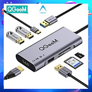 Bộ thiết bị Hub chuyển đổi chia USB 3.0 QGeeM 7 trong 1 4K sang HDMI