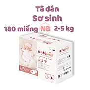 Thùng Bỉm Dán Rose Baby Size NB60 180 miếng