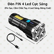 Đèn Pin Cầm Tay KhoNCC Hàng Chính Hãng Chiếu Xa Cực Sáng 4 Bóng 4 Chế Độ