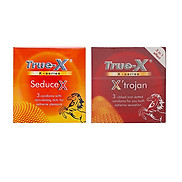 Bộ 2 hộp bao cao su True -x gân gai sọc nổi hộp 3 cái