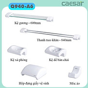 Bộ Phụ Kiện Nhà Tắm Bằng Sứ 6 Món CAESAR Q940-A6 - Kệ gương, treo khăn