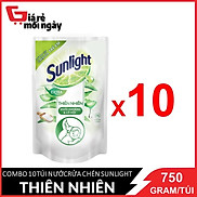 COMBO 10 Túi Nước rửa chén Sunlight Thiên nhiên trắng Túi 750gx10