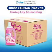 Thùng Nước Lau Sàn ZYCLENT EXTRA Hương Lily & Hoa Hồng - 1KG x 12 CHAI