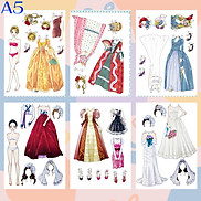 Combo 6 búp bê giấy paper doll thay đồ thời trang đồ chơi cắt thủ công cho