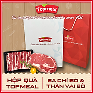 HCM - Hộp quà thịt bò Topmeal Thăn vai bò 350g và ba chỉ bò trải 500g -