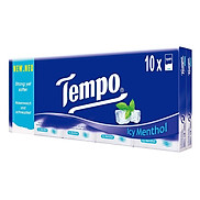 Lốc 10 Gói Khăn Giấy Bỏ Túi Tempo Regular Icy Menthol 4 Lớp 8 Tờ 1 Gói x 10