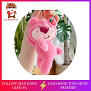 Móc khóa gấu bông gấu dâu Lotso size to 16cm treo balo túi ví thời trang