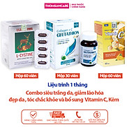 Combo siêu trắng da, da căng mịn Lcystine 60v, Glutathion Gold 30v