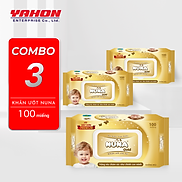 Combo 3 Bao Khăn Ướt Em Bé NUNA Gold Không Mùi 100 Miếng Bao