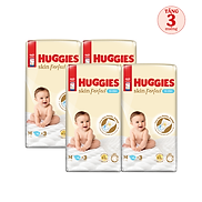 Thùng 4 gói Tã bỉm dán sơ sinh Huggies Skin Perfect M 46+3 miếng với 2